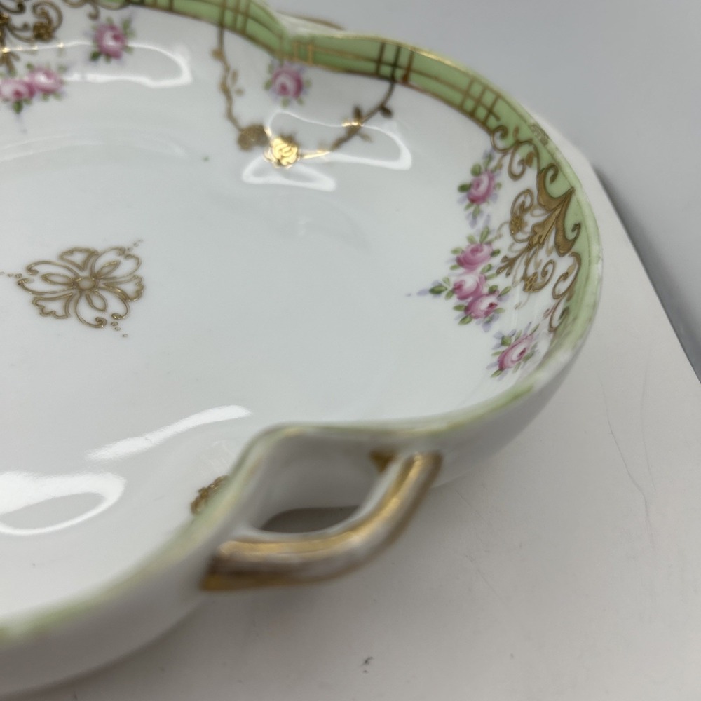 Antique Nippon Cottagcore Hand Painted Porcelain Candy Dish Floral Gold Moriage - Picture 6 of 9